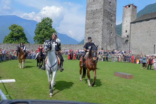 Bellinzona Suisse Mai 2018 Exposition Chevaliers Médiévaux Château Castelgrande Bellinzona — Photo