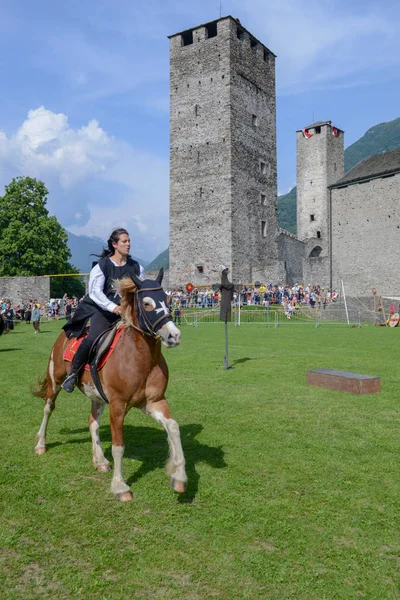 Bellinzona Suisse Mai 2018 Exposition Chevaliers Médiévaux Château Castelgrande Bellinzona — Photo