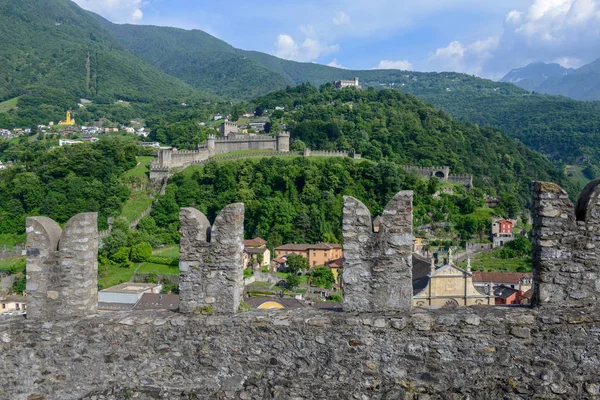 Castelgrande Zamek Bellinzona Alpach Szwajcarskich Światowego Dziedzictwa Unesco — Zdjęcie stockowe