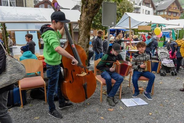 Engelberg Szwajcaria Września 2018 Tradycyjna Muzyka Grupy Engelbergu Szwajcarskich Alpach — Zdjęcie stockowe