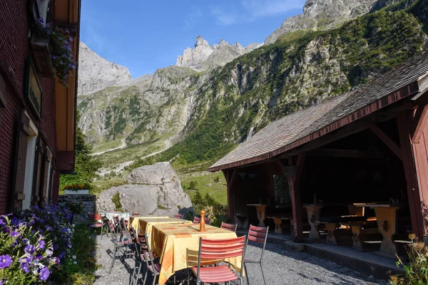 Hegyi Restaurant Engelberg Svájci Alpok Felett — Stock Fotó