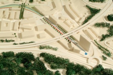 Lugano, İsviçre - 15 Haziran 2008: mimari sunum ve arka plan için çevredeki modeli Site