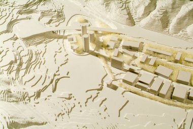 Lugano, İsviçre - 15 Haziran 2008: mimari sunum ve arka plan için çevredeki modeli Site