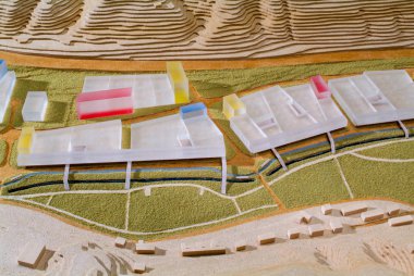 Lugano, İsviçre - 15 Haziran 2008: mimari sunum ve arka plan için çevredeki modeli Site