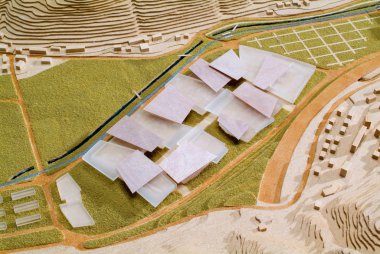 Lugano, İsviçre - 15 Haziran 2008: mimari sunum ve arka plan için çevredeki modeli Site