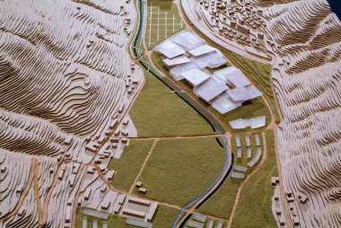 Lugano, İsviçre - 15 Haziran 2008: mimari sunum ve arka plan için çevredeki modeli Site