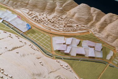 Lugano, İsviçre - 15 Haziran 2008: mimari sunum ve arka plan için çevredeki modeli Site