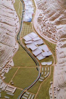 Lugano, İsviçre - 15 Haziran 2008: mimari sunum ve arka plan için çevredeki modeli Site