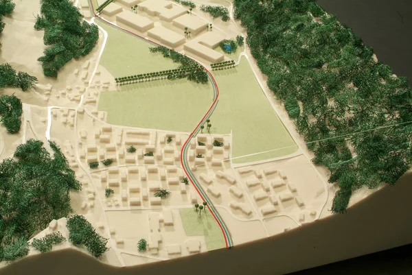 Lugano, İsviçre - 15 Haziran 2008: mimari sunum ve arka plan için çevredeki modeli Site