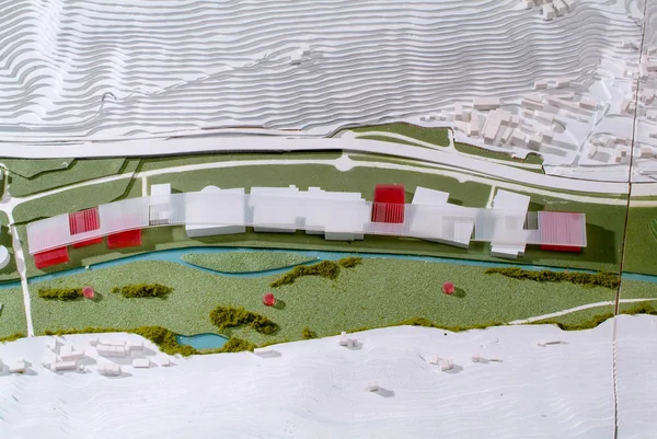 Лугано Швейцария Июня 2008 Года Модель Территории Вокруг Объекта Архитектурной — стоковое фото