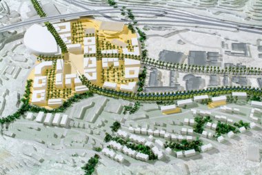 Lugano, İsviçre - 15 Haziran 2008: mimari sunum ve arka plan için çevredeki modeli Site