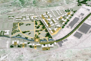 Lugano, İsviçre - 15 Haziran 2008: mimari sunum ve arka plan için çevredeki modeli Site