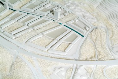 Lugano, İsviçre - 15 Haziran 2008: mimari sunum ve arka plan için çevredeki modeli Site