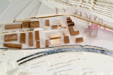 Lugano, İsviçre - 15 Haziran 2008: mimari sunum ve arka plan için çevredeki modeli Site