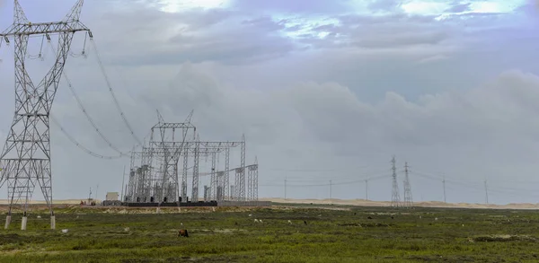 Centrale Électrique Treillis Électrique Sur Champ Près Atins Brésil — Photo