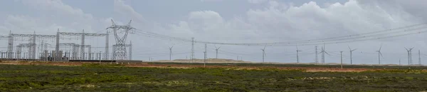 Yel Değirmenleri Brezilya Atins Yakınındaki Bir Alanda Elektrik Kafes — Stok fotoğraf