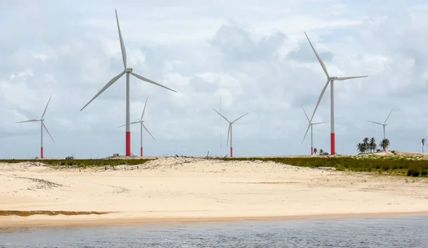 Windmills Sand Dunes Lencois Maranhenses Atins Brazil — Stock Photo, Image