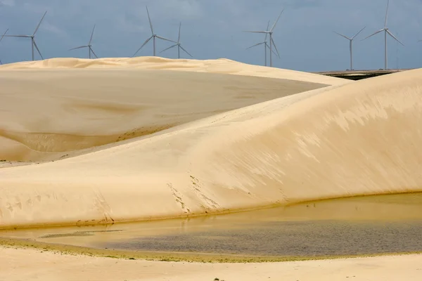 Вітряні Млини Піщаних Дюн Lencois Maranhenses Поблизу Atins Бразилії — стокове фото