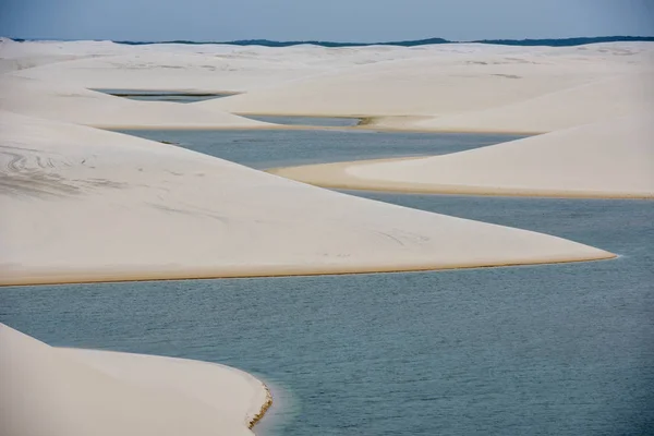 Lagoon on the middle of the dunes at Lencois Maranhenese National Park in Brazil