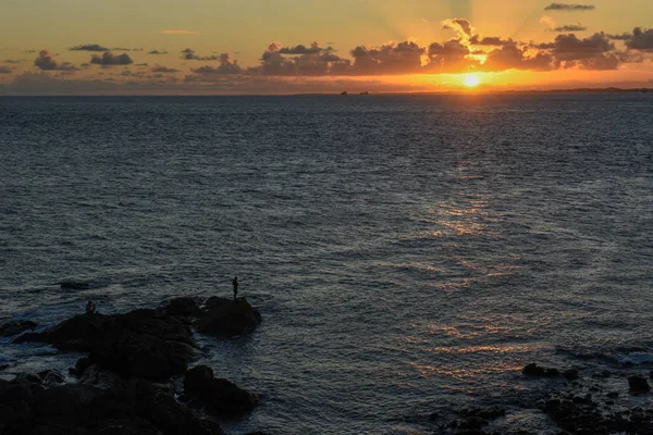 Západ slunce na pláži Porto da Barra v Salvadoru Bahia, Brazílie — Stock fotografie