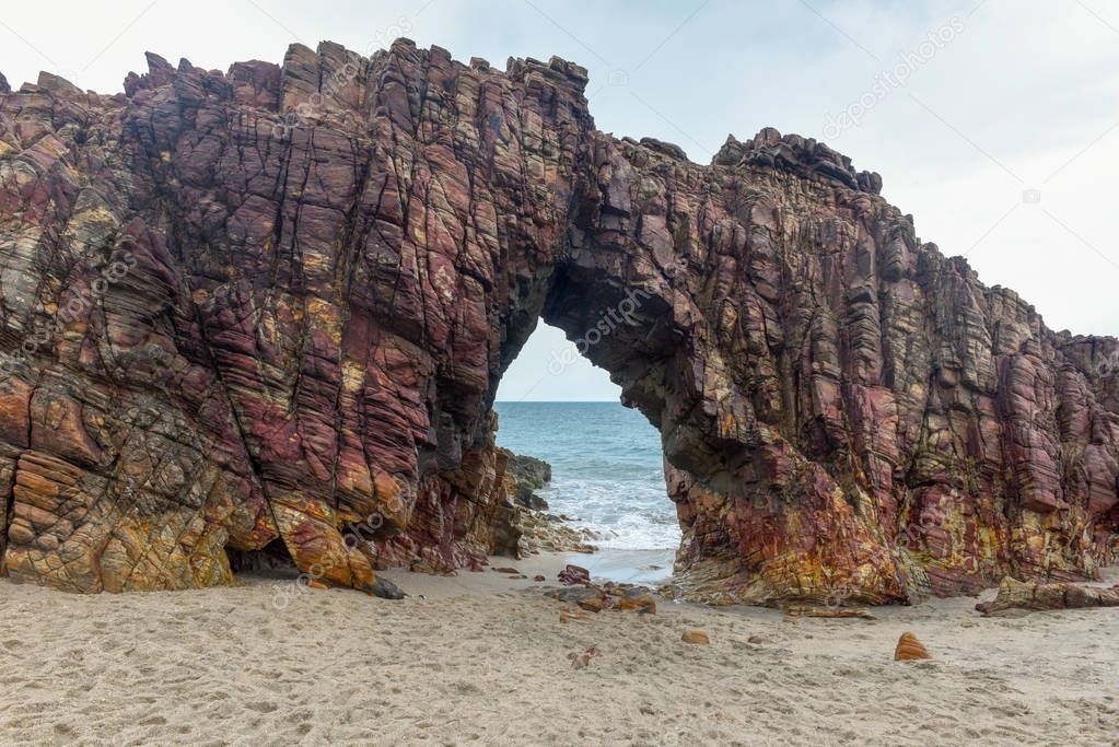 The natural arch on the beach of Jericoacoara, Brazil