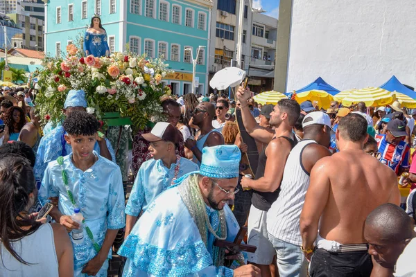 サルバドール ブラジル 2019年2月2日 ブラジルのサルバドールバイアでイエマンジャのお祝いの間の人々 — ストック写真