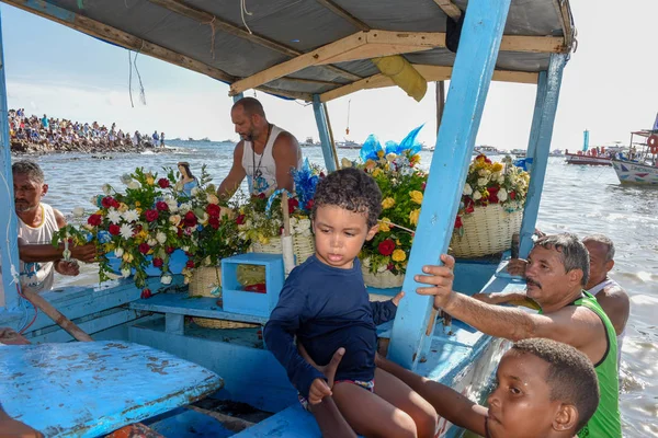 Salvador Brazylia Lutego 2019 Ludzie Podczas Obchodów Yemanja Salvador Bahia — Zdjęcie stockowe