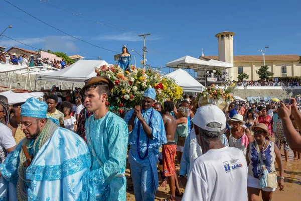 Salvador Brésil Février 2019 Personnes Lors Célébration Yemanja Salvador Bahia — Photo