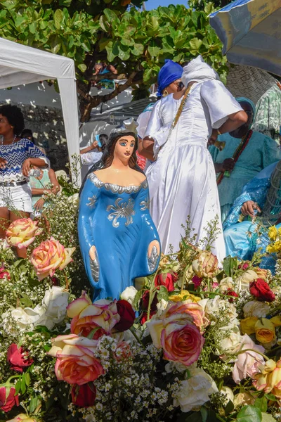 Salvador Brasil Febrero 2019 Personas Durante Celebración Yemanja Salvador Bahia — Foto de Stock