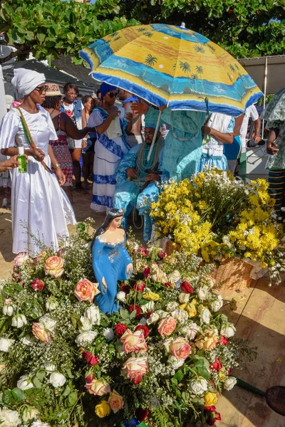 Salvador Brasilien Februar 2019 Menschen Während Der Feier Des Yemanja — Stockfoto