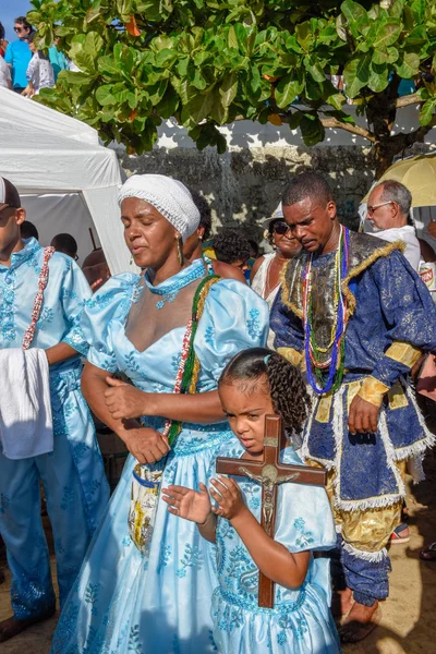 Salvador Brasil Fevereiro 2019 Pessoas Durante Celebração Yemanja Salvador Bahia — Fotografia de Stock