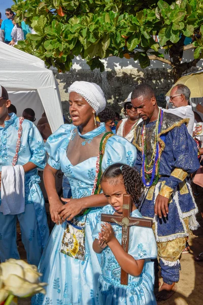 Salvador Brasil Fevereiro 2019 Pessoas Durante Celebração Yemanja Salvador Bahia — Fotografia de Stock