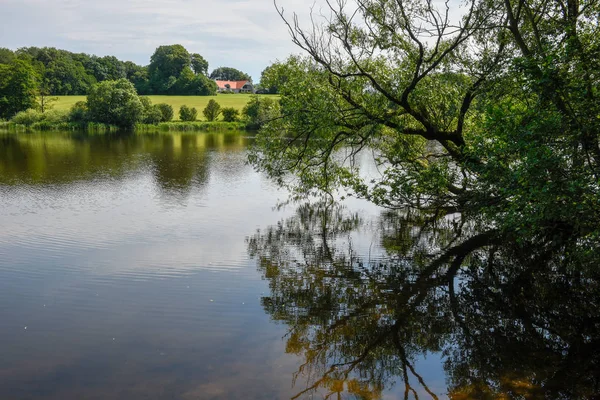 Landschap van het meer bij Vestbirk in Denemarken — Stockfoto