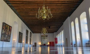 Helsingor üzerinde Danimarka 'da Kronborg kalesinin iç mekanları