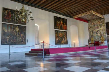 Helsingor üzerinde Danimarka 'da Kronborg kalesinin iç mekanları