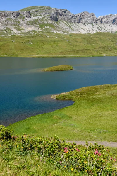 Pohled na jezero Tannensee nad Engelbergem ve švýcarských Alpách — Stock fotografie