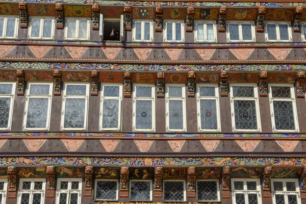 Detail of a house at historical market square in Hildesheim, Ger — Stock Photo, Image