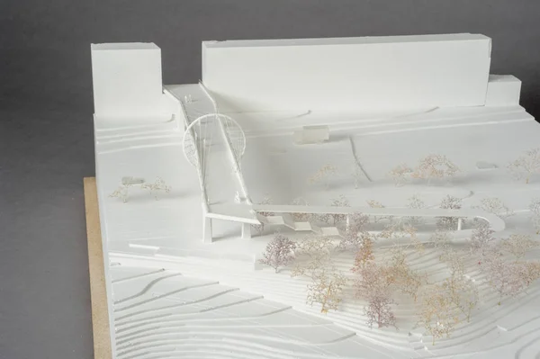 Umgebungsmodell für architektonische Präsentation eines Brückenbauwerks — Stockfoto