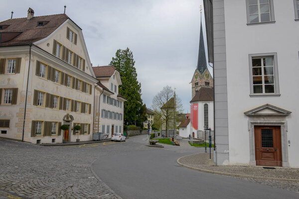 Stans, Switzerland -24 April 2019: Central square of Stans on Switzerland
