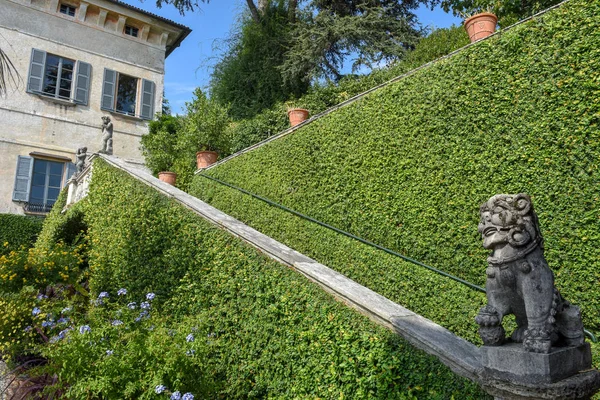 Ozdobny ogród kwiatowy i park wyspy Madre nad jeziorem Maggio — Zdjęcie stockowe