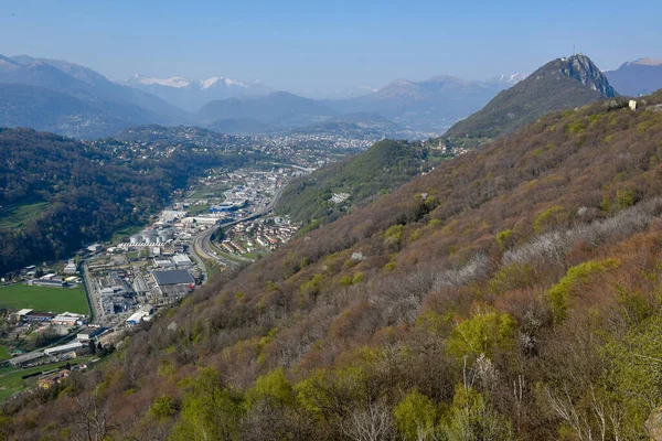 Utsikt Över Scairolo Dalen Och Alperna Nära Lugano Schweiz — Stockfoto