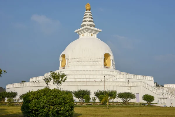 Światowa Pagoda Pokoju Strefie Klasztornej Lumbini Nepalu — Zdjęcie stockowe