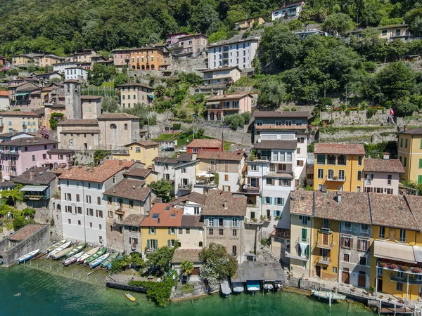 Una Vista Real Pueblo Gendria Lago Lugano Suiza — Foto de Stock