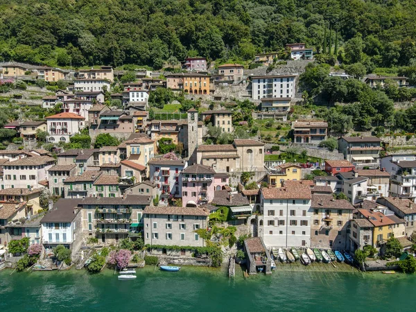 Vue Imprenable Sur Village Gendria Sur Lac Lugano Suisse — Photo
