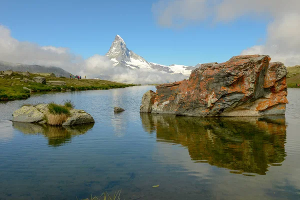 Het Meer Van Stellisee Matterhorn Bij Zermatt Zwitserse Alpen — Stockfoto