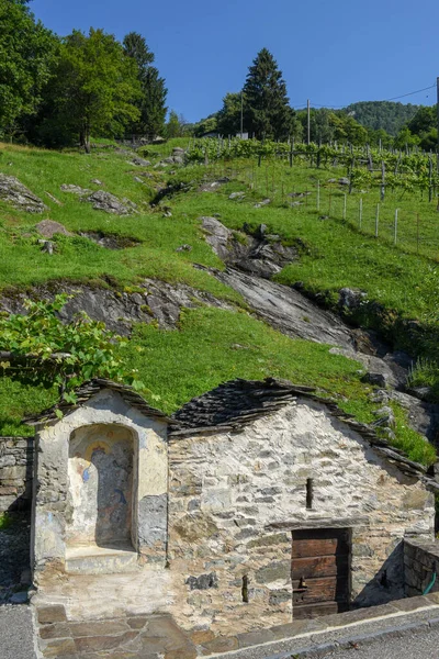 Αγροτικό Σπίτι Κοντά Ένα Ποτάμι Στο Medeglia Στις Ελβετικές Άλπεις — Φωτογραφία Αρχείου