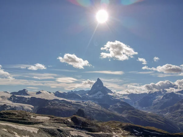 Widok Górę Matterhorn Gornergrat Nad Zermatt Alpach Szwajcarskich — Zdjęcie stockowe