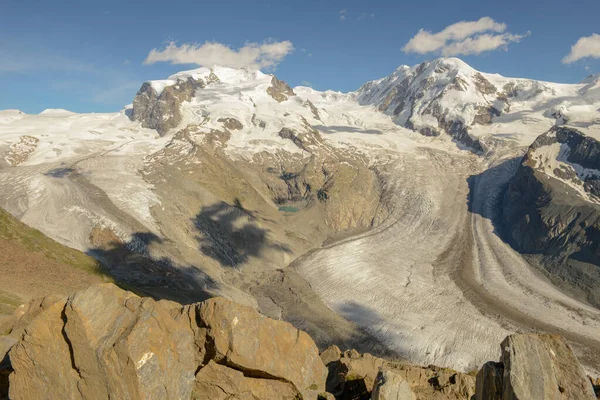 Der Gornergrat Gletscher Über Zermatt Den Schweizer Alpen — Stockfoto