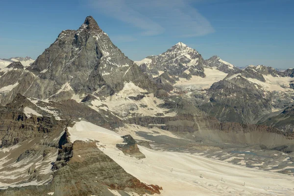 Blick Vom Kleinen Matterhorn Über Zermatt Auf Die Schweizer Alpen — Stockfoto