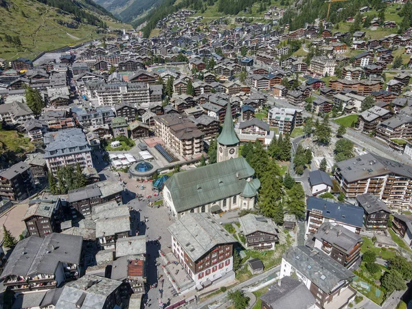 Areal View Town Zermatt Swiss Alps — Stock Photo, Image